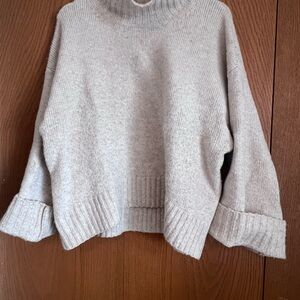 Elegant Beige Women's Turtleneck Sweater